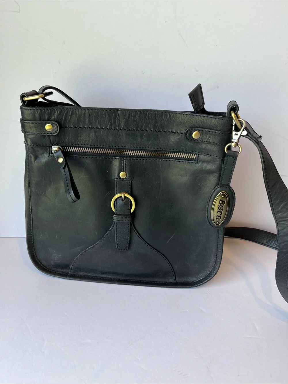 Born Black Leather Crossbody Boho Bag